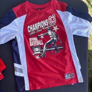 Red and Blue Kids Baseball Graphic Tee